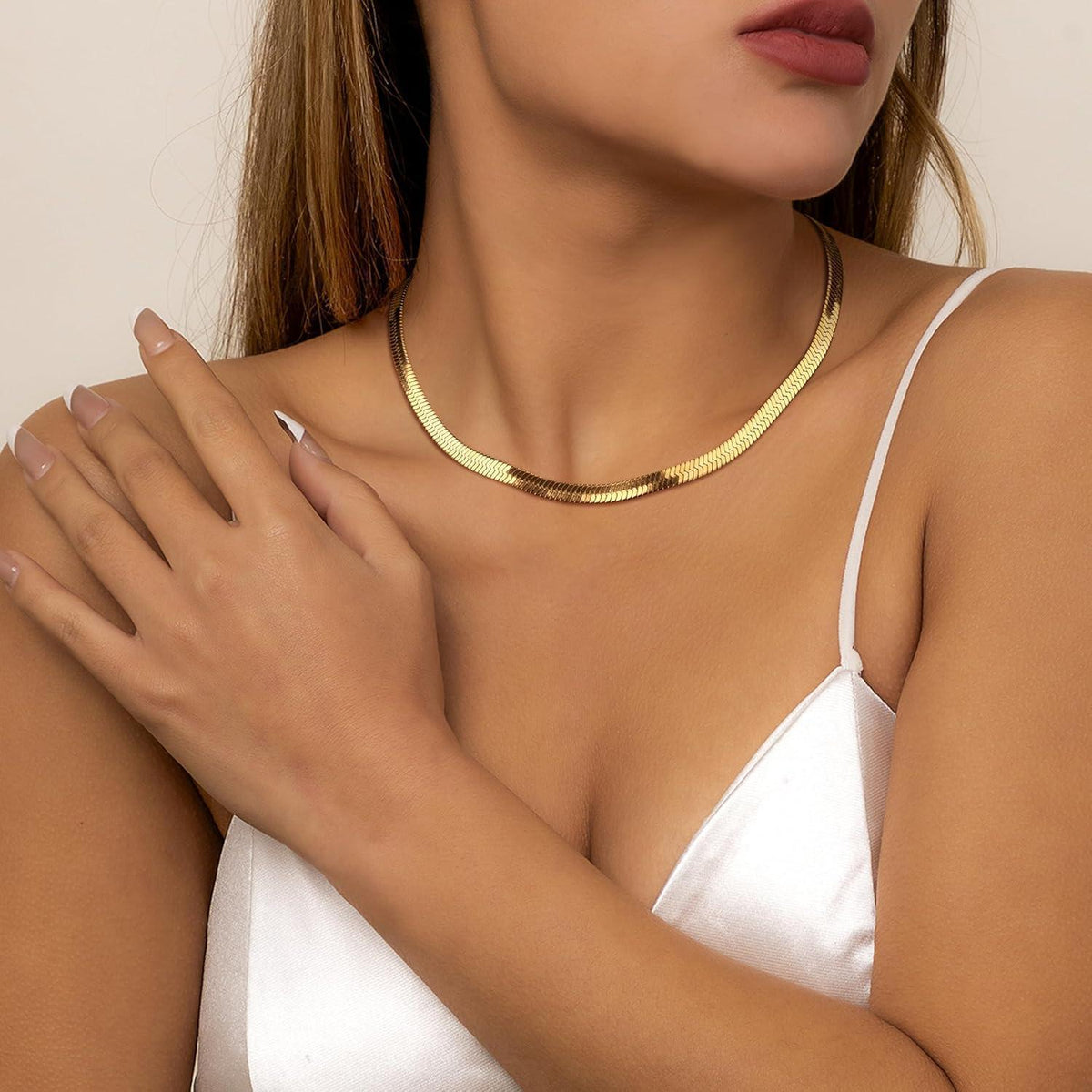 Vergoldete Schlangenkette Damen 14K Edelstahl, verstellbar
