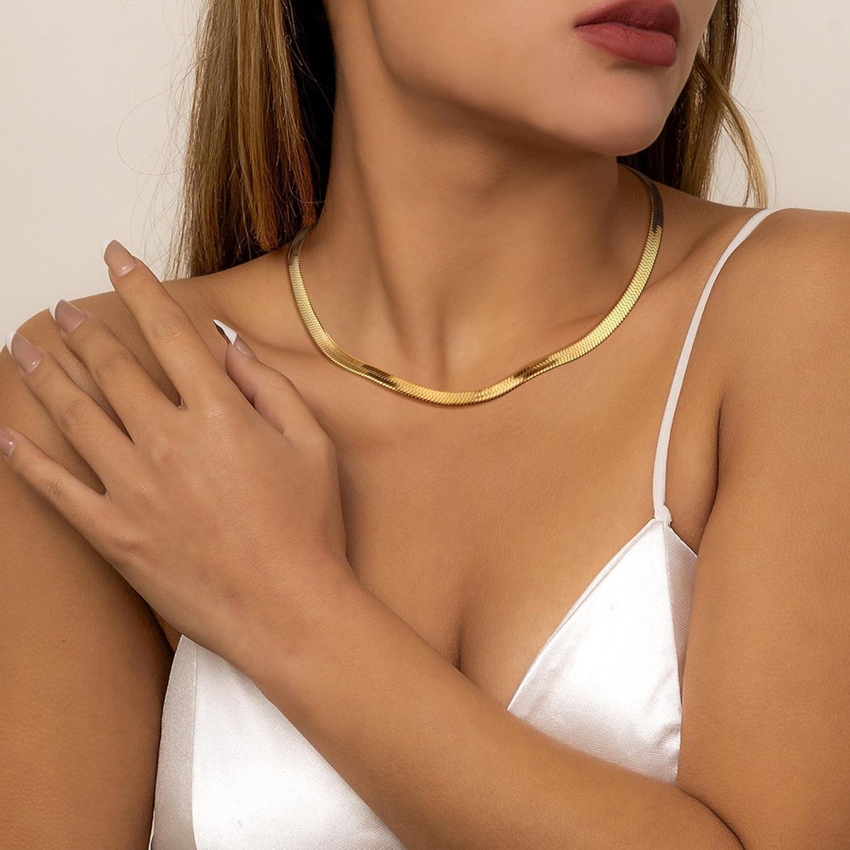 Vergoldete Schlangenkette Damen 14K Edelstahl, verstellbar