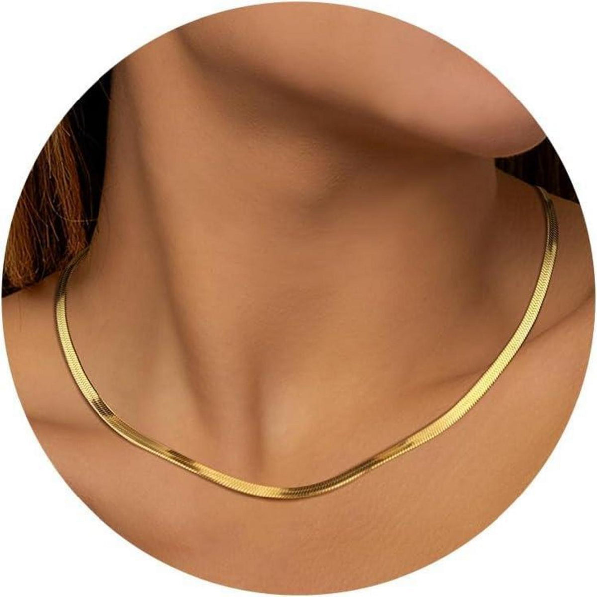 Vergoldete Schlangenkette Damen 14K Edelstahl, 3mm, 16 Zoll