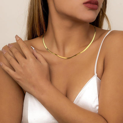Vergoldete Schlangenkette Damen 14K Edelstahl, 3mm, 16 Zoll