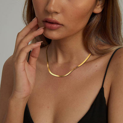Vergoldete Schlangenkette Damen 14K Edelstahl, 3mm, 16 Zoll