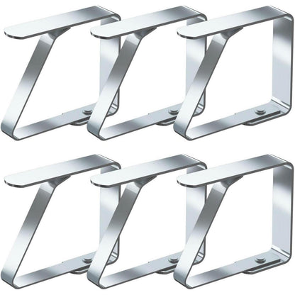 6er Set Tischtuchklammern Edelstahl für 2,5-4cm Tischplatten