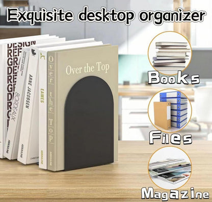 Deefongo 8 Stück Metall Buchstützen, Schwarzes Bücherregal für Büro, Schule, Zuhause