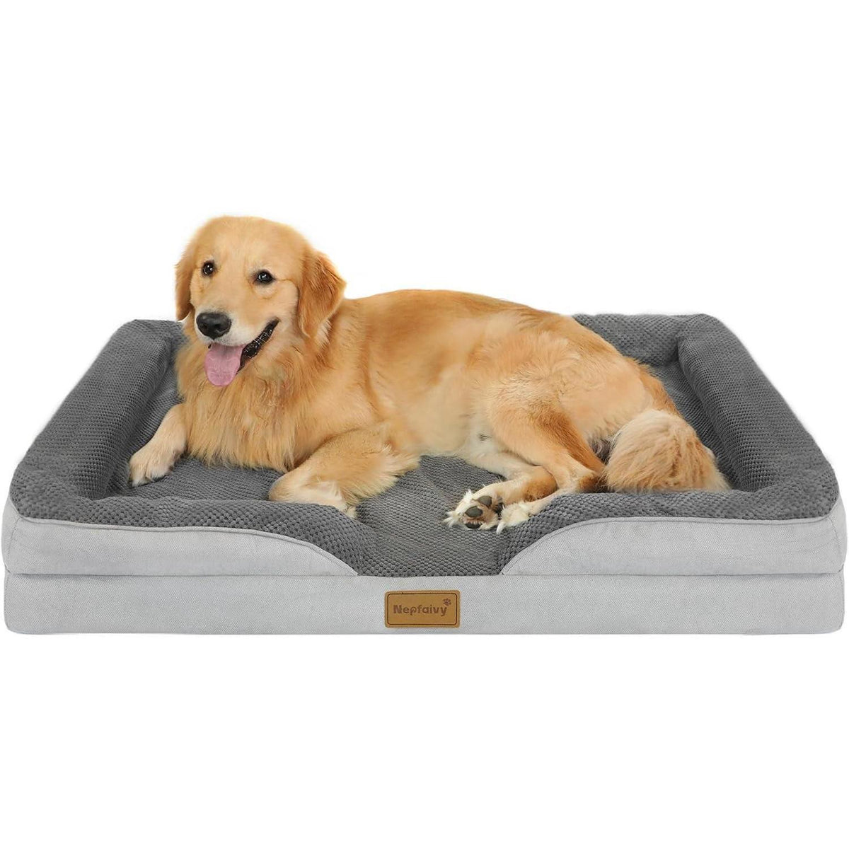Orthopädisches Hundebett XL mit Rand, waschbar, grau