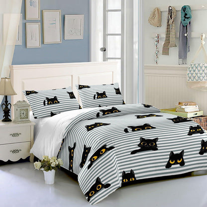 Bettwäsche-Set Gestreifte Katze für Kinder – 135x200cm