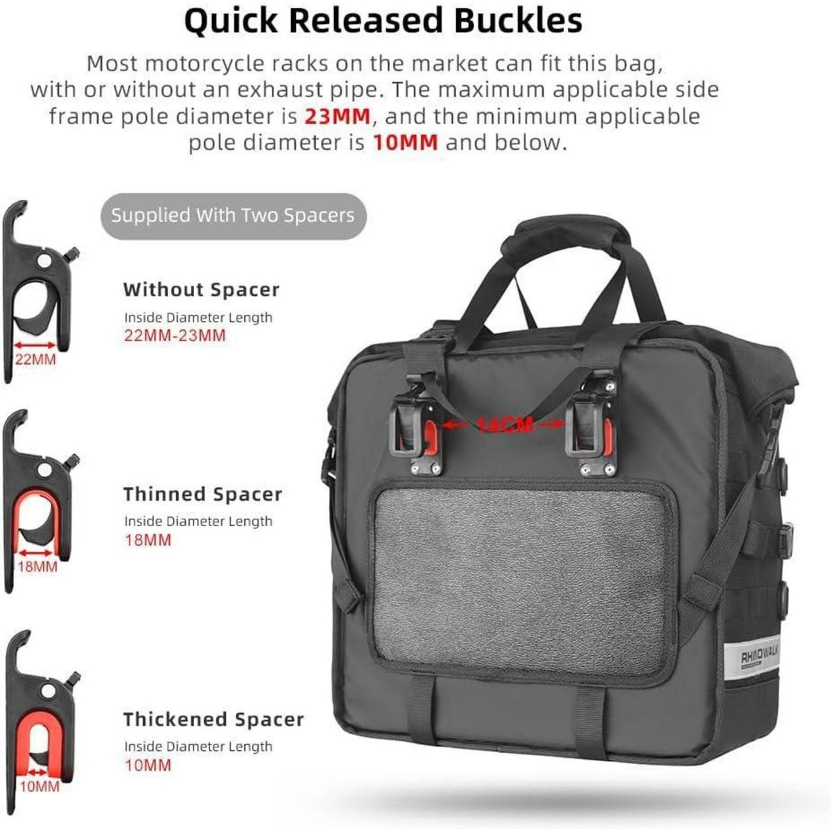 Wasserdichte Motorrad-Satteltaschen 25L Schwarz