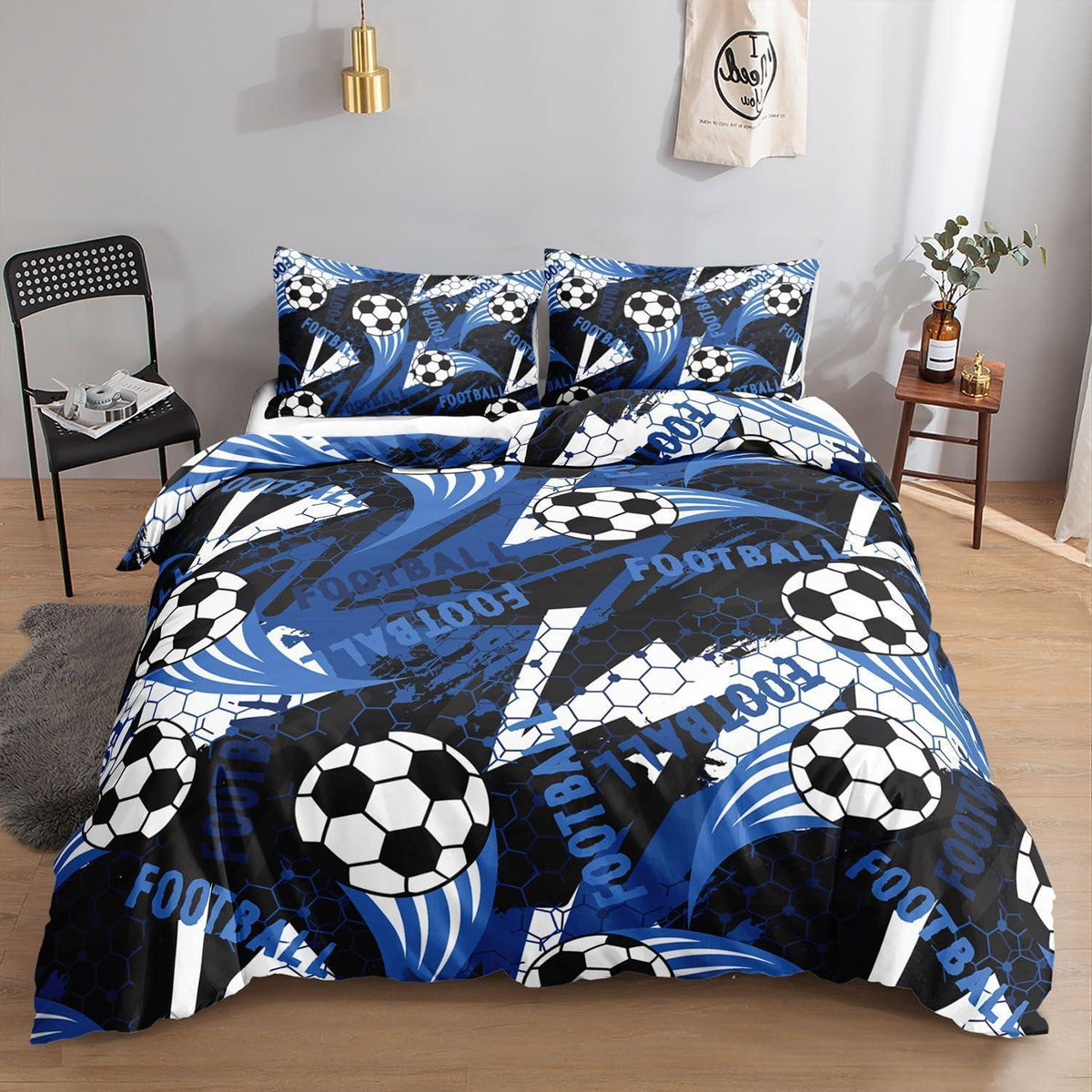 Fußball Bettwäsche-Set 200x200cm mit Kissenbezügen