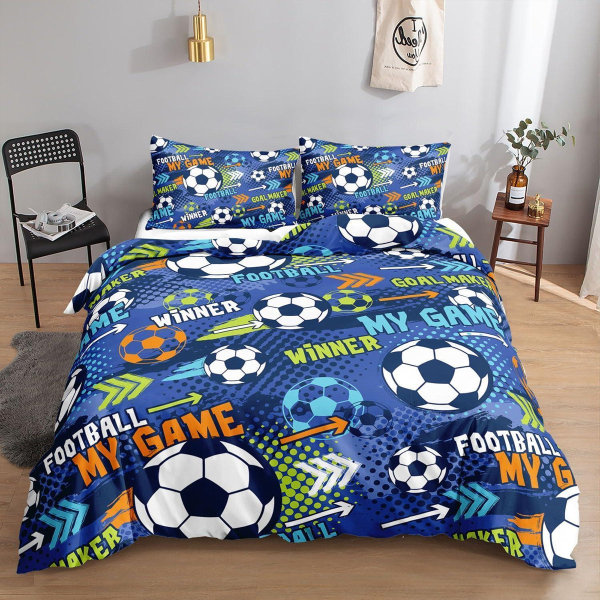 Bettwäsche-Set blauer Cartoon Fußball 200x200 cm