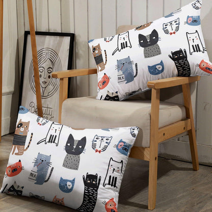 Cartoon Katz Bettwäsche-Set 220x230cm mit 2 Kissenbezügen