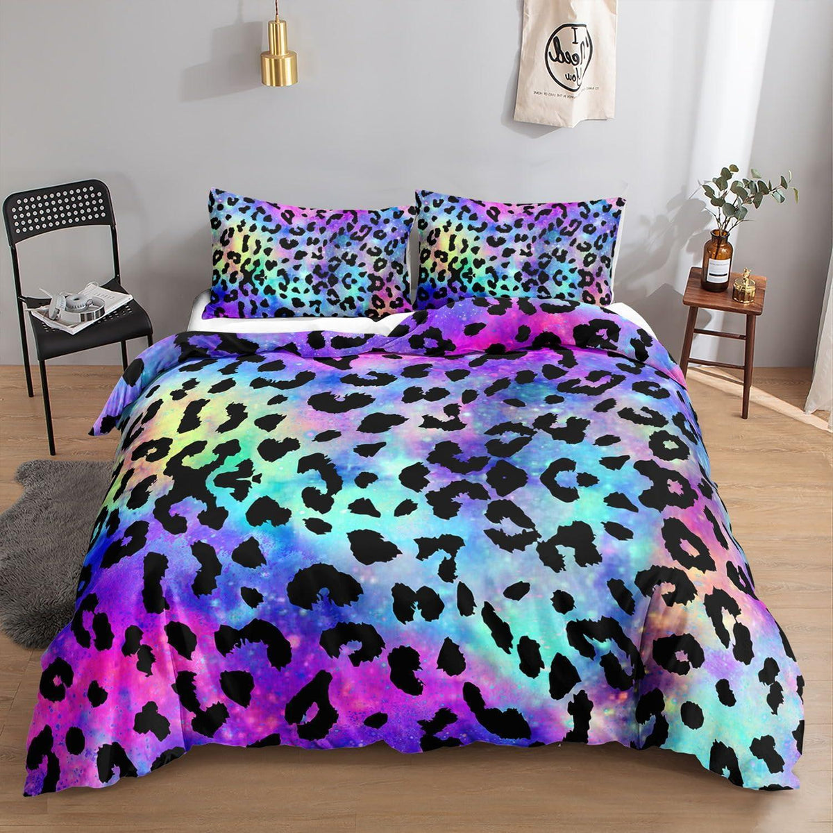 Leopardenmuster Bettwäsche-Set 200x200cm mit 2 Kissenbezügen
