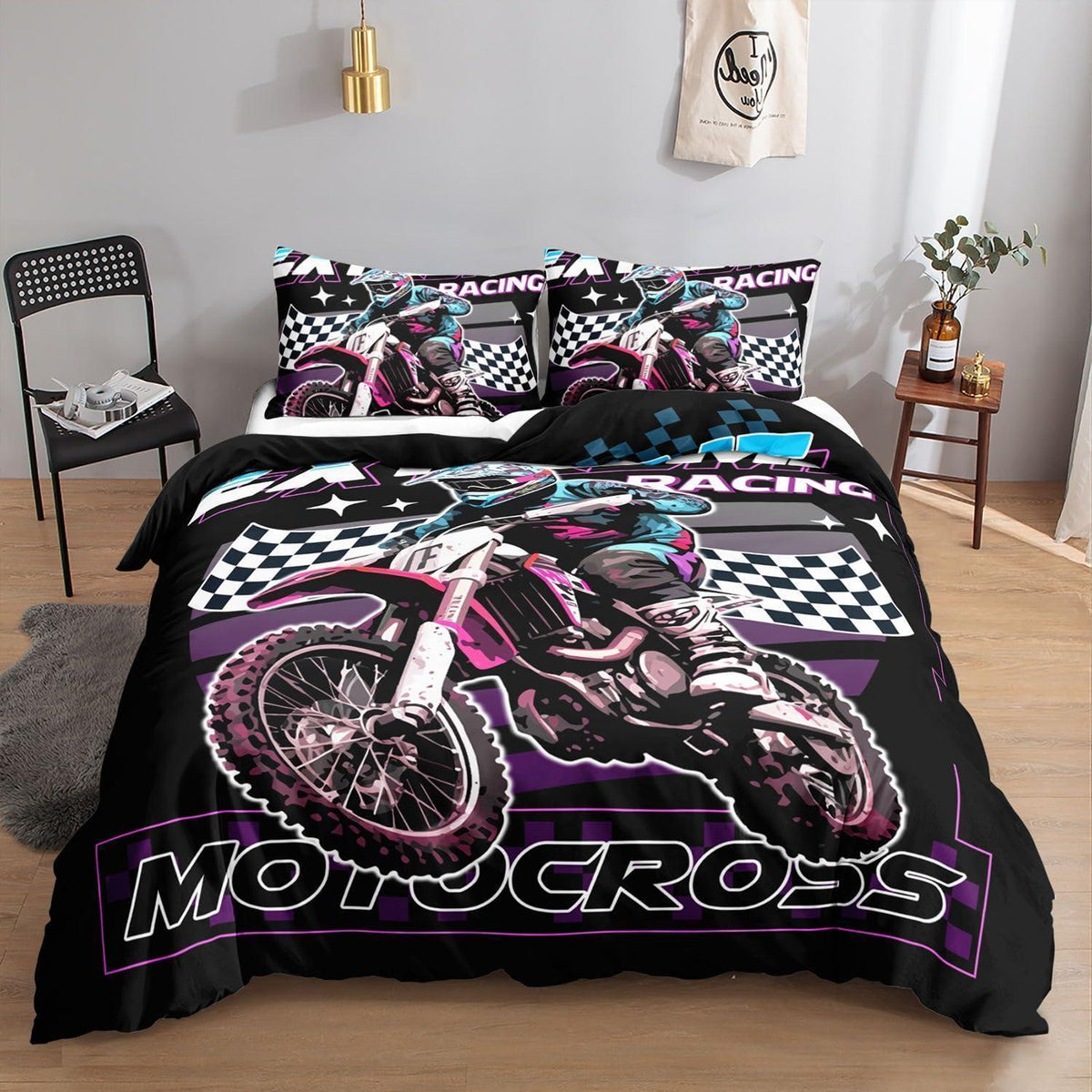 Moto-Cross Bettwäsche-Set 200x200 cm | Kinderzimmer Bettwäsche