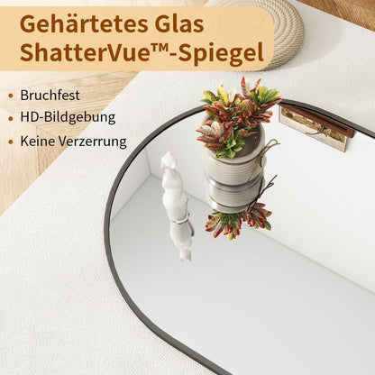 Ganzkörperspiegel Bogen Schwarz – 165x61cm, mit Ständer & Aufhänger