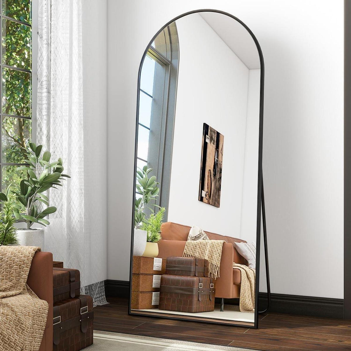 Ganzkörperspiegel Bogen Schwarz 180x66cm | Stand- & Wandspiegel
