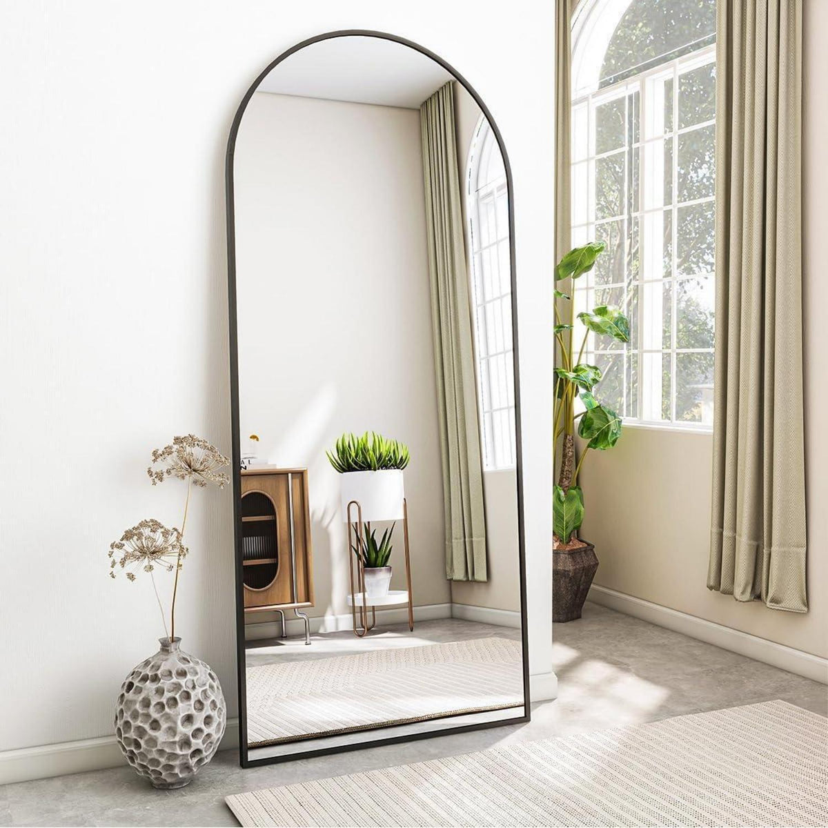 Ganzkörperspiegel Bogen Schwarz 180x66cm | Stand- & Wandspiegel