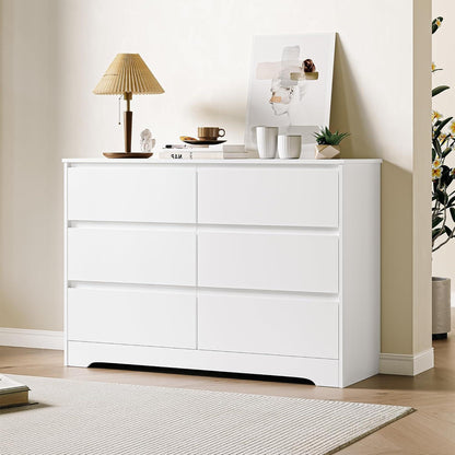 Weiße Kommode mit 6 Schubladen – 120cm Sideboard für Schlafzimmer