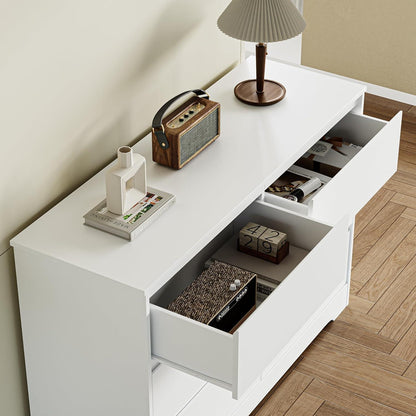 Weiße Kommode mit 6 Schubladen – 120cm Sideboard für Schlafzimmer