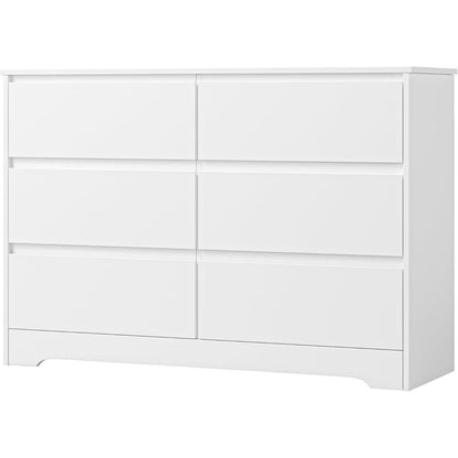 Weiße Kommode mit 6 Schubladen – 120cm Sideboard für Schlafzimmer
