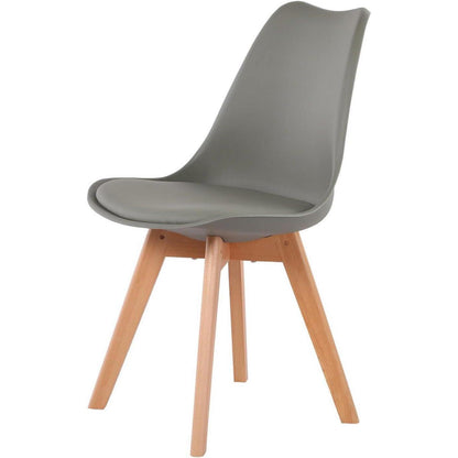 Rechteckiges Esszimmer-Set weißer Tisch + 4 graue Stühle