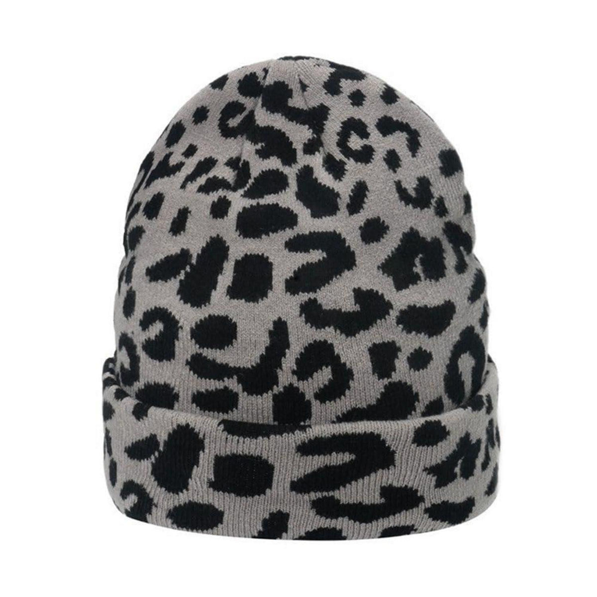 Wintermütze Damen Herren Leopardenmuster Strickmütze Grün