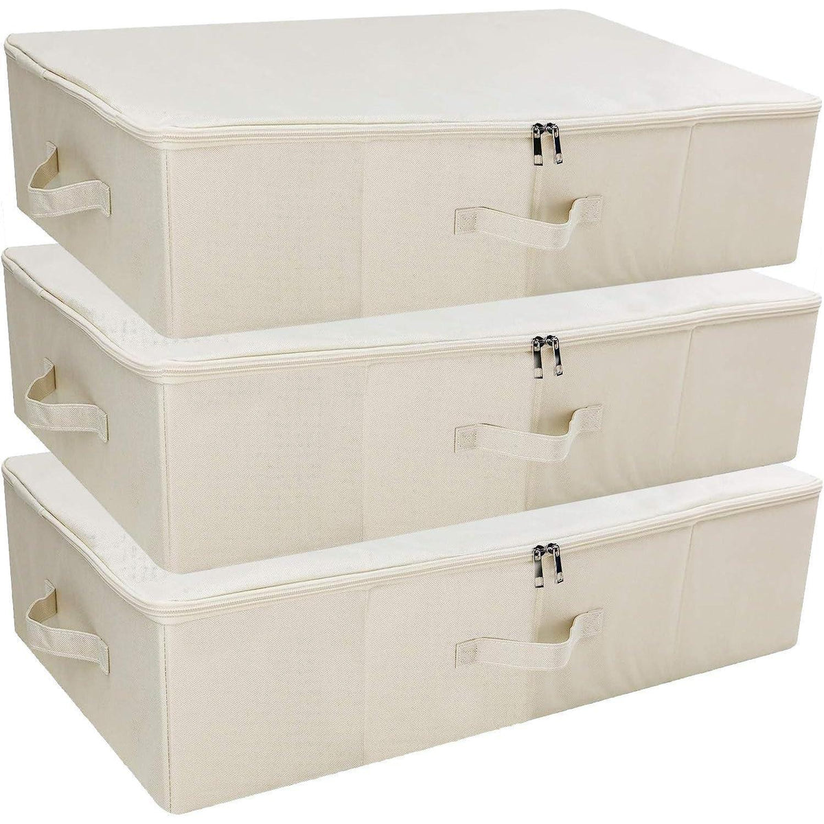 Faltbare Aufbewahrungsboxen für unter das Bett, 3 Stück, Beige