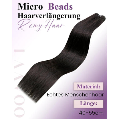 Echthaar Tressen Schwarz 55cm - Micro Weft Haarverlängerung