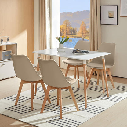 Skandinavische Esszimmerstühle Set 8 – Gepolstert, Khaki