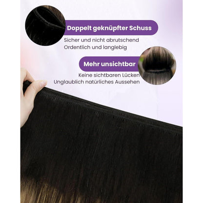 Echthaar Tressen Balayage Schwarzbraun Hellblond 45cm
