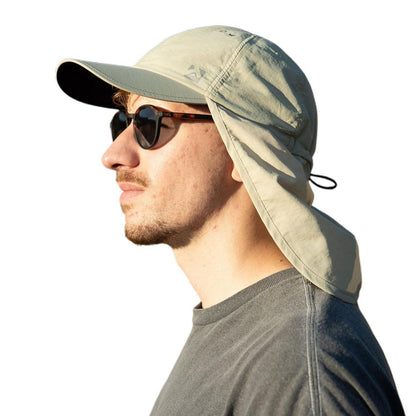 Wasserdichte Baseball Cap XL/XXL mit Nackenklappe & UV-Schutz Beige