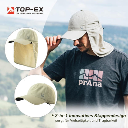 Wasserdichte Baseball Cap XL/XXL mit Nackenklappe & UV-Schutz Beige