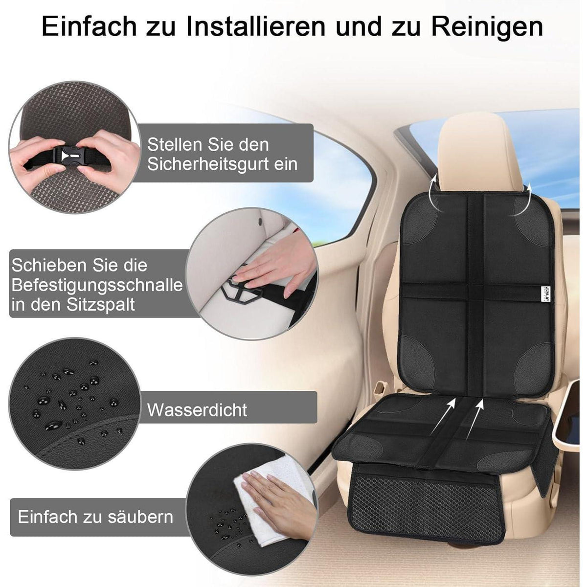 Kindersitzunterlage ISOFIX mit Anti-Rutsch Funktion Schwarz