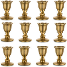 Kerzenständer Messing 12er Set für Stabkerzen - Vintage Tischdeko Gold