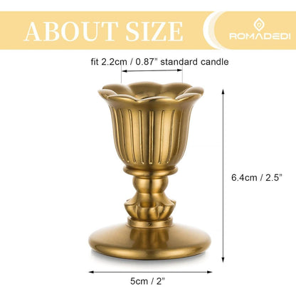 Kerzenständer Messing 12er Set für Stabkerzen - Vintage Tischdeko Gold
