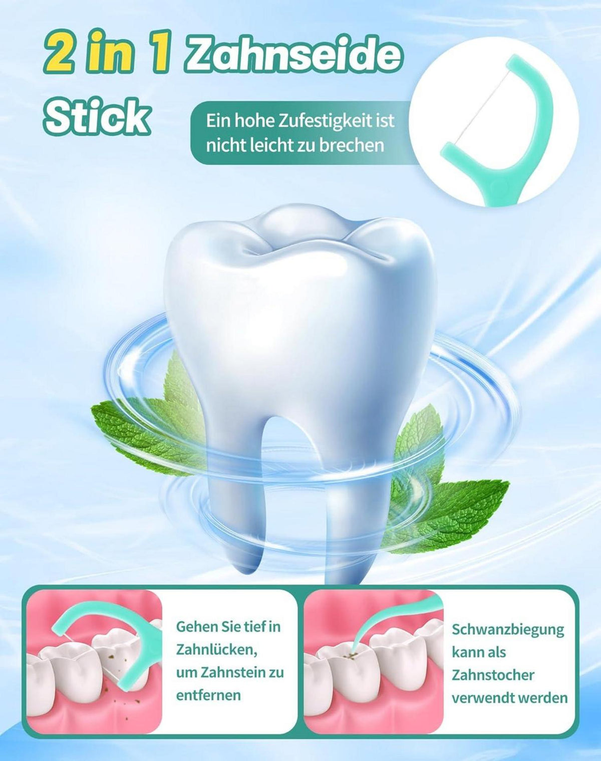 Minzige Zahnseide Sticks Zwischenraumreinigung 200 Stück