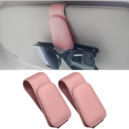Magnetischer Brillenhalter für Auto-Sonnenblende, 2er-Pack, Rosa in Lederoptik