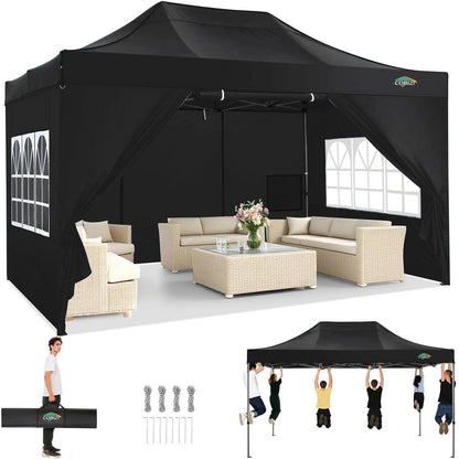Faltpavillon 3x4.5m, Wasserdicht & Stabil – Gartenpavillon mit Seitenteilen