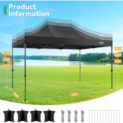 Faltpavillon 3x4.5m, Wasserdicht & Stabil – Gartenpavillon mit Seitenteilen