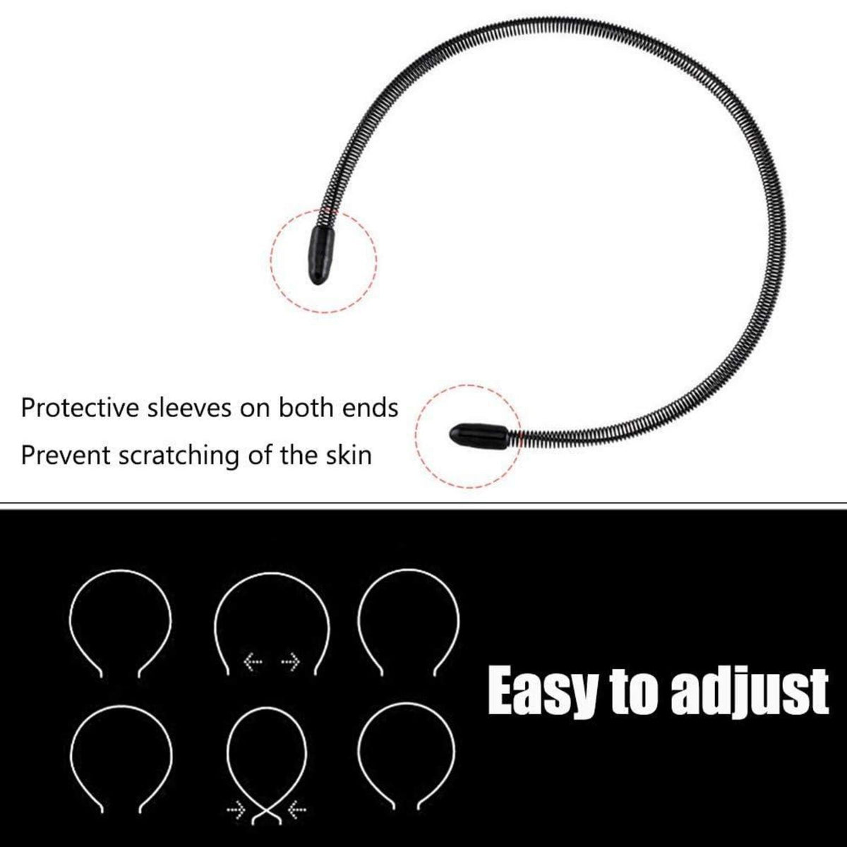 Schwarzes Metall Haarband Set, 5 Stück, Unisex, Haarreif, 90er Stil