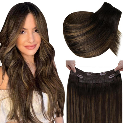 Echthaar Draht Extensions Braun Ombre 35cm #2/8/2