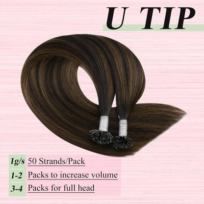 Echthaar Bonding Extensions Braun Ombre 35cm