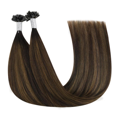Echthaar Bonding Extensions Braun Ombre 35cm