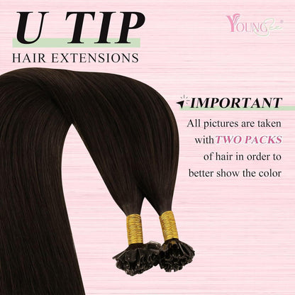 Echthaar Bondings Braun 40cm - Remy Keratin U Tip Extensions