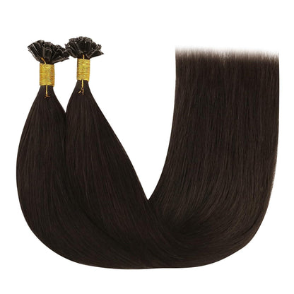 Echthaar Bondings Braun 40cm - Remy Keratin U Tip Extensions