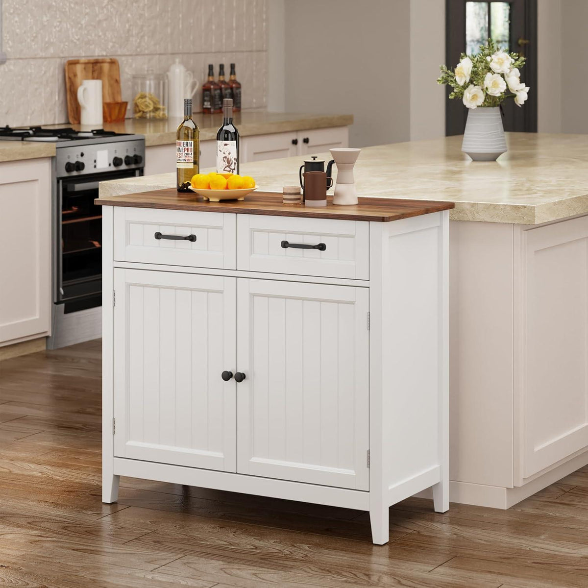 Bealife Sideboard mit Arbeitsplatte | Buffet Schrank Braun