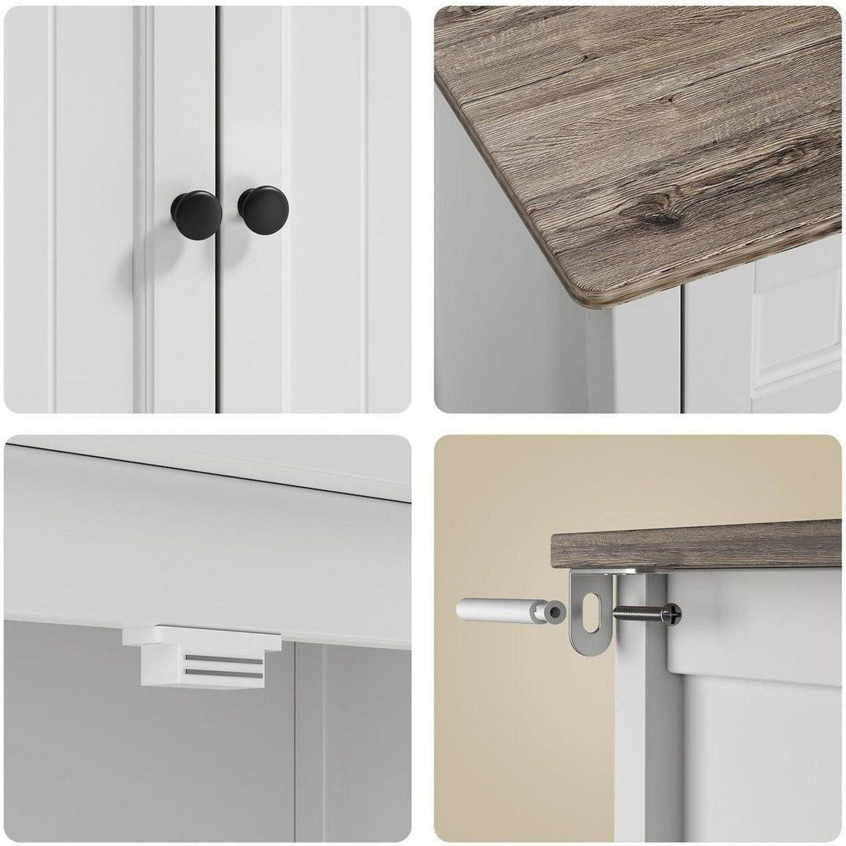Graues Sideboard mit Arbeitsplatte – Buffet Schrank mit Schubladen