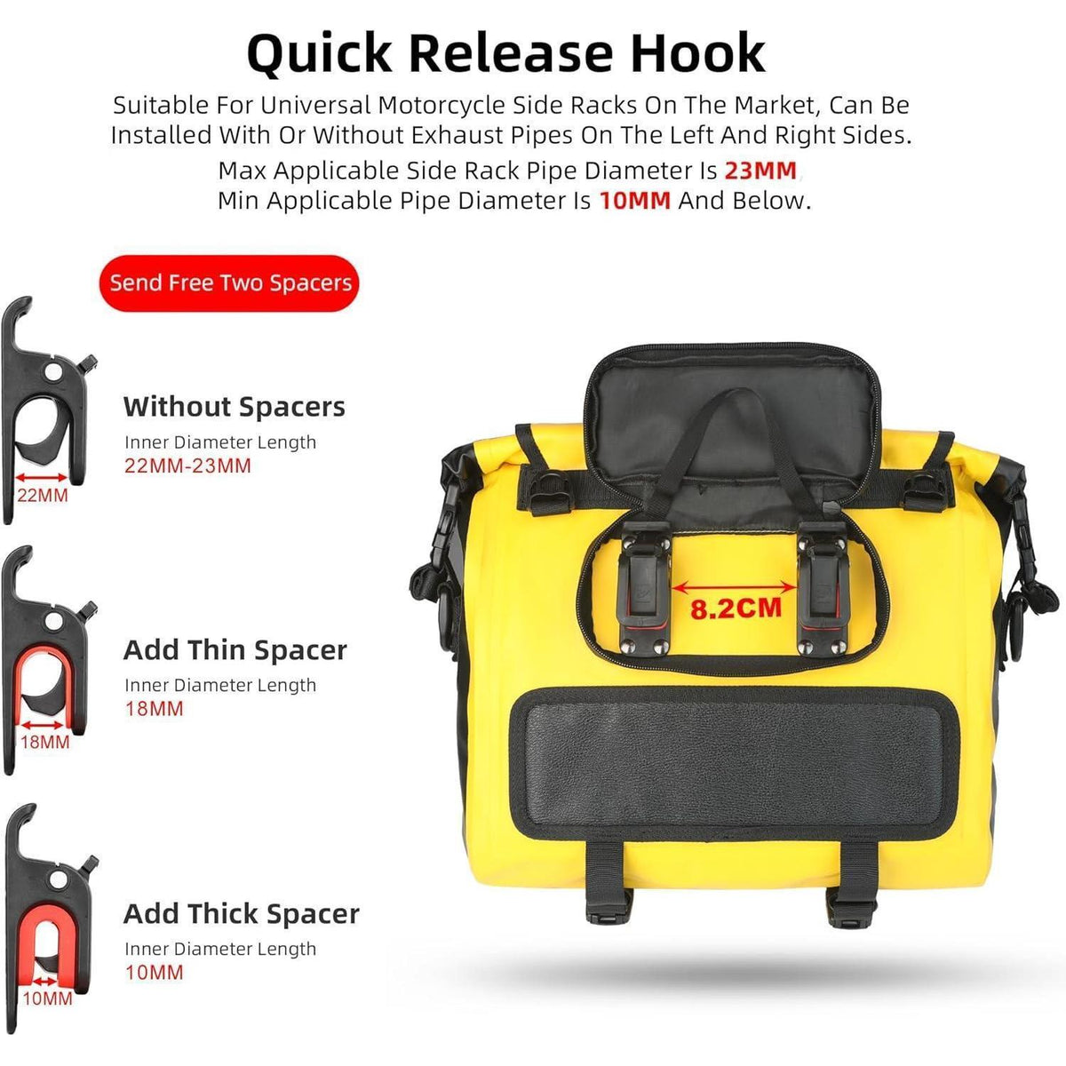 Motorrad Gepäckträgertasche 15L Wasserdicht Gelb