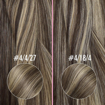 Echthaar Nano Ring Extensions Dunkelbraun Ombre Blonde 50cm
