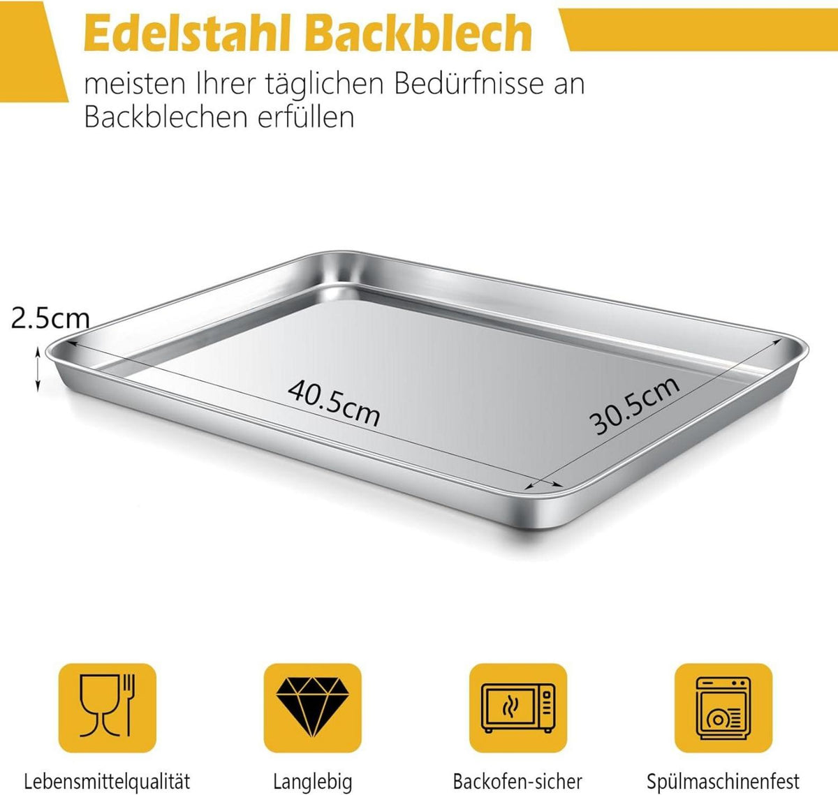 Onader Backblech Edelstahl Rechteckig Ofenblech
