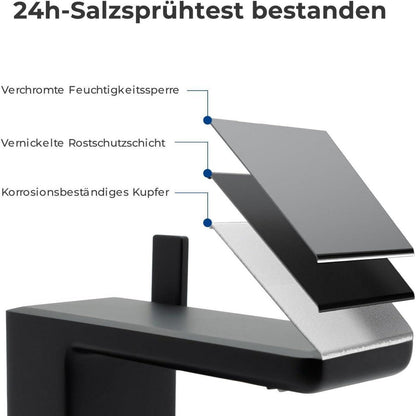 Wasserfall-Waschtischarmatur Schwarz Matt Einhebelmischer