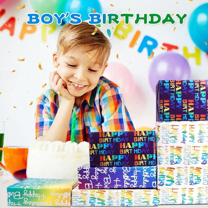 Geschenkpapier Geburtstag Set mit 6 Bögen & Zubehör