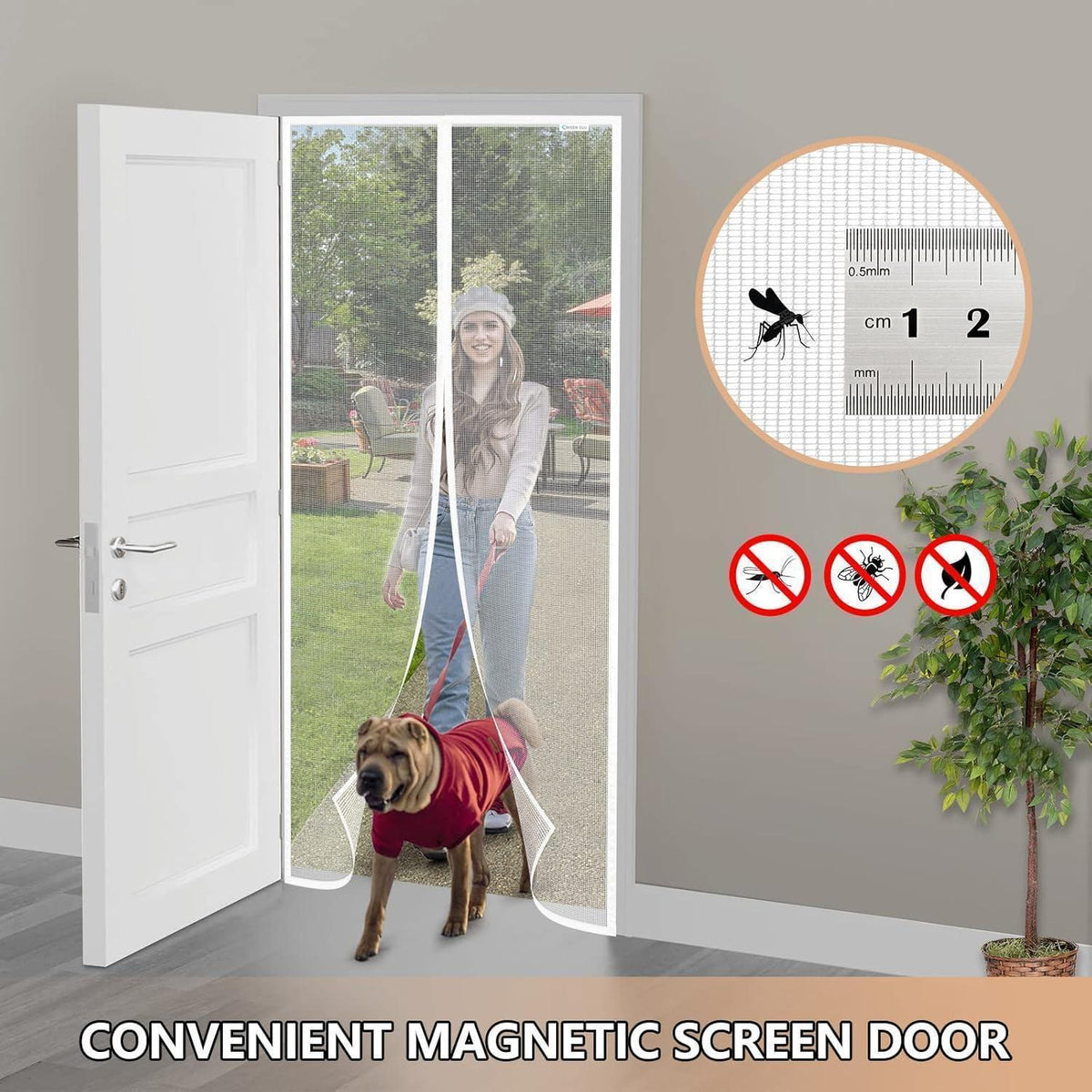 Fliegengitter Tür 80x210 cm – Magnet, Bohrenfrei & Haustierfreundlich